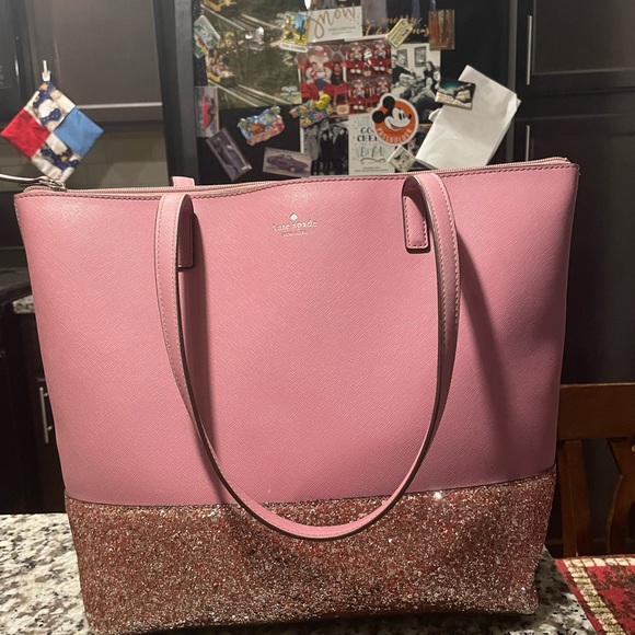 Authentic Kate Spade New York  Penny Greta Court Tote Bag Pink Glitter Tote - Picture 1 of 13